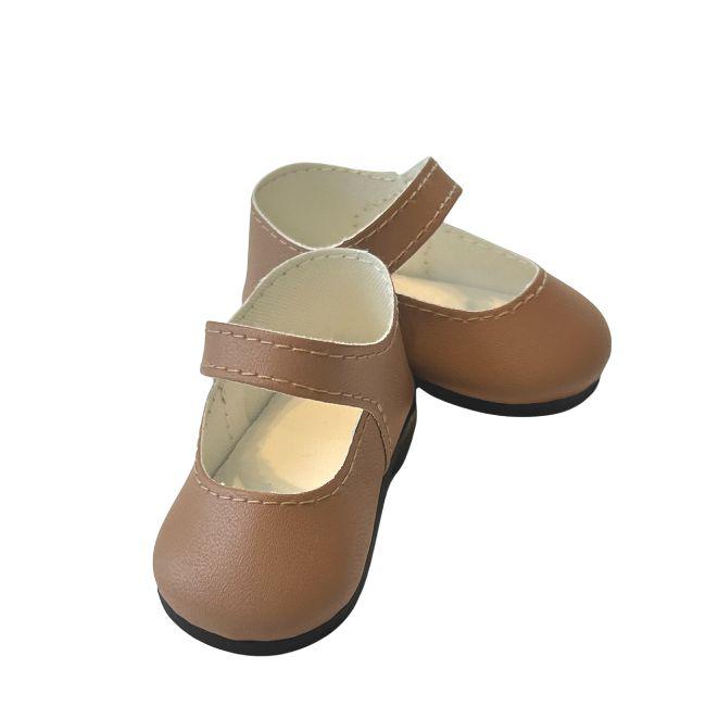 A Girl for All Time Light Brown Mary Jane Shoes for 16 inch dolls