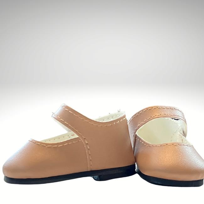 A Girl for All Time Light Brown Mary Jane Shoes for 16 inch dolls