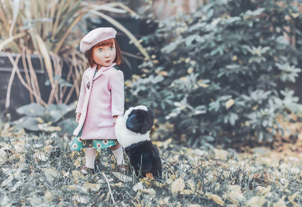 A Girl for All Time: 1940s Pink Coat and Beret for 16 inch British dolls