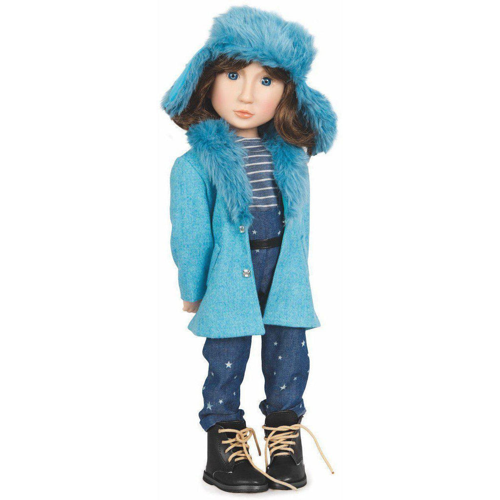 A Girl for All Time: Blue Furry Coat and Hat for 16 inch British dolls