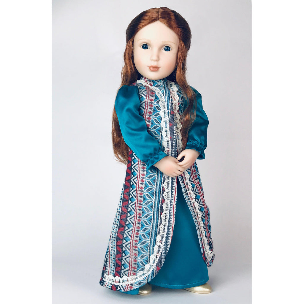 A Girl for All Time: Elizabethan Surcoat and Gown doll costume 16 inch British dolls